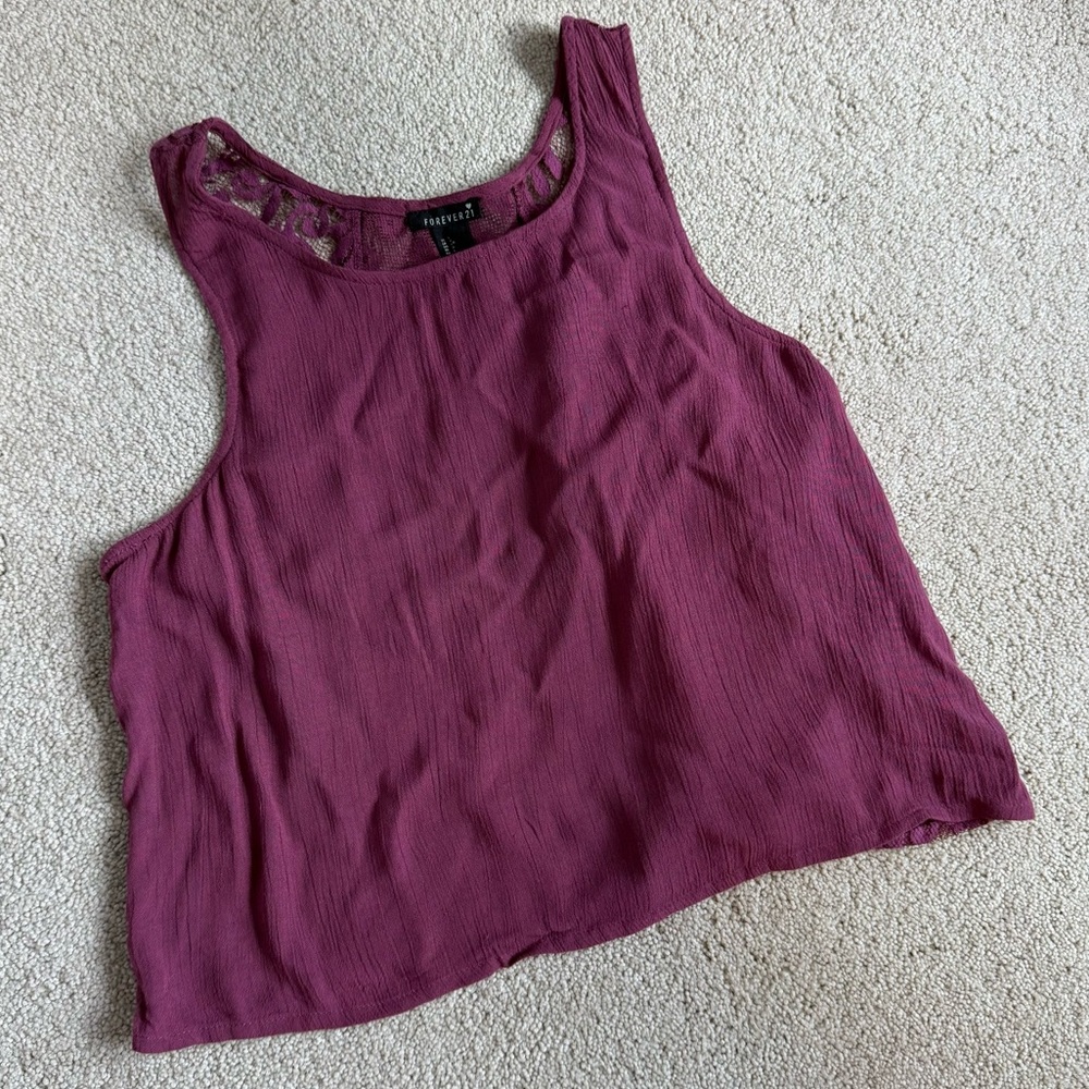 Forever 21 Burgundy Women's Tank Top